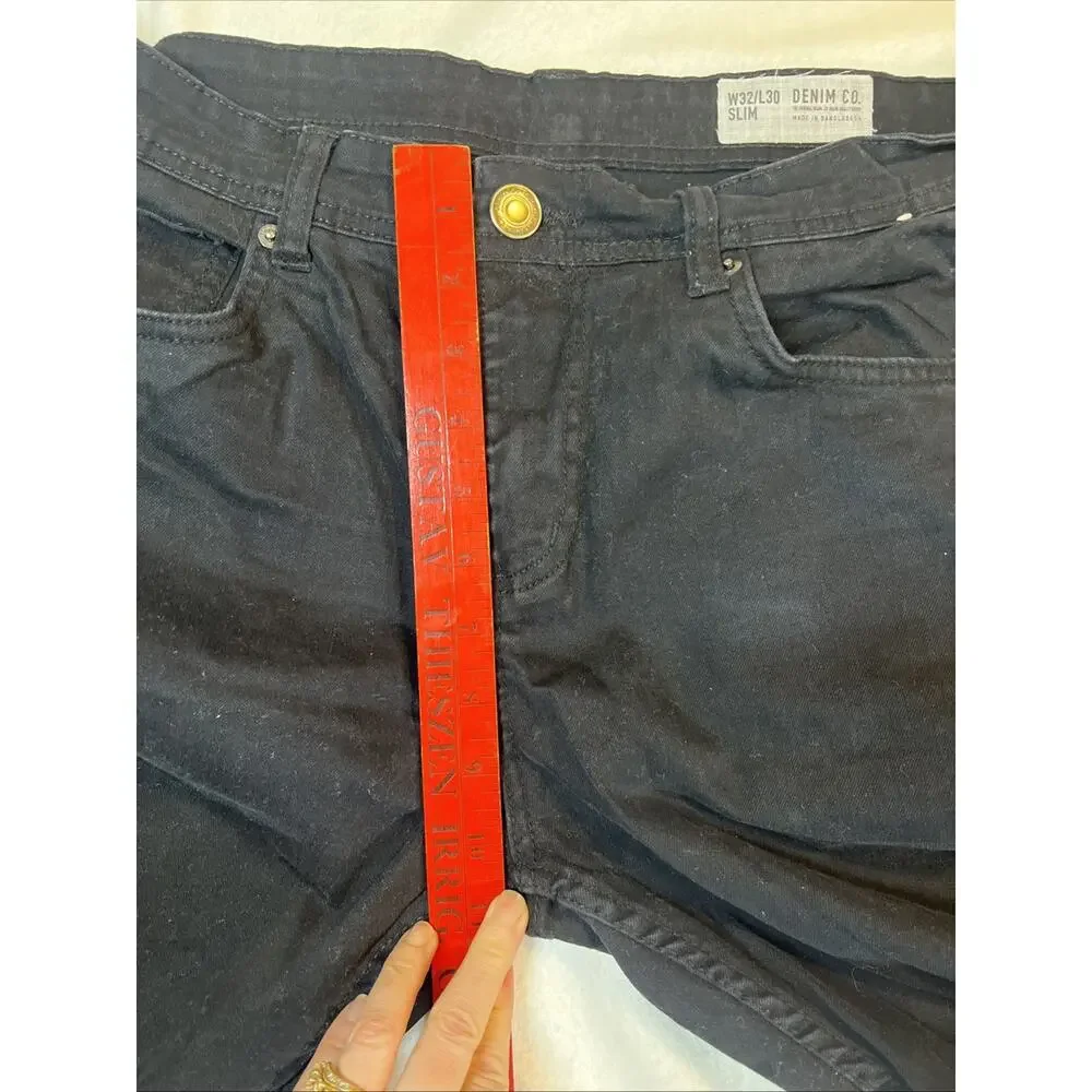 Denim Co. Men’s Black Jeans Dark Wash W 32/L 30 Slim Leg Casual Comfort